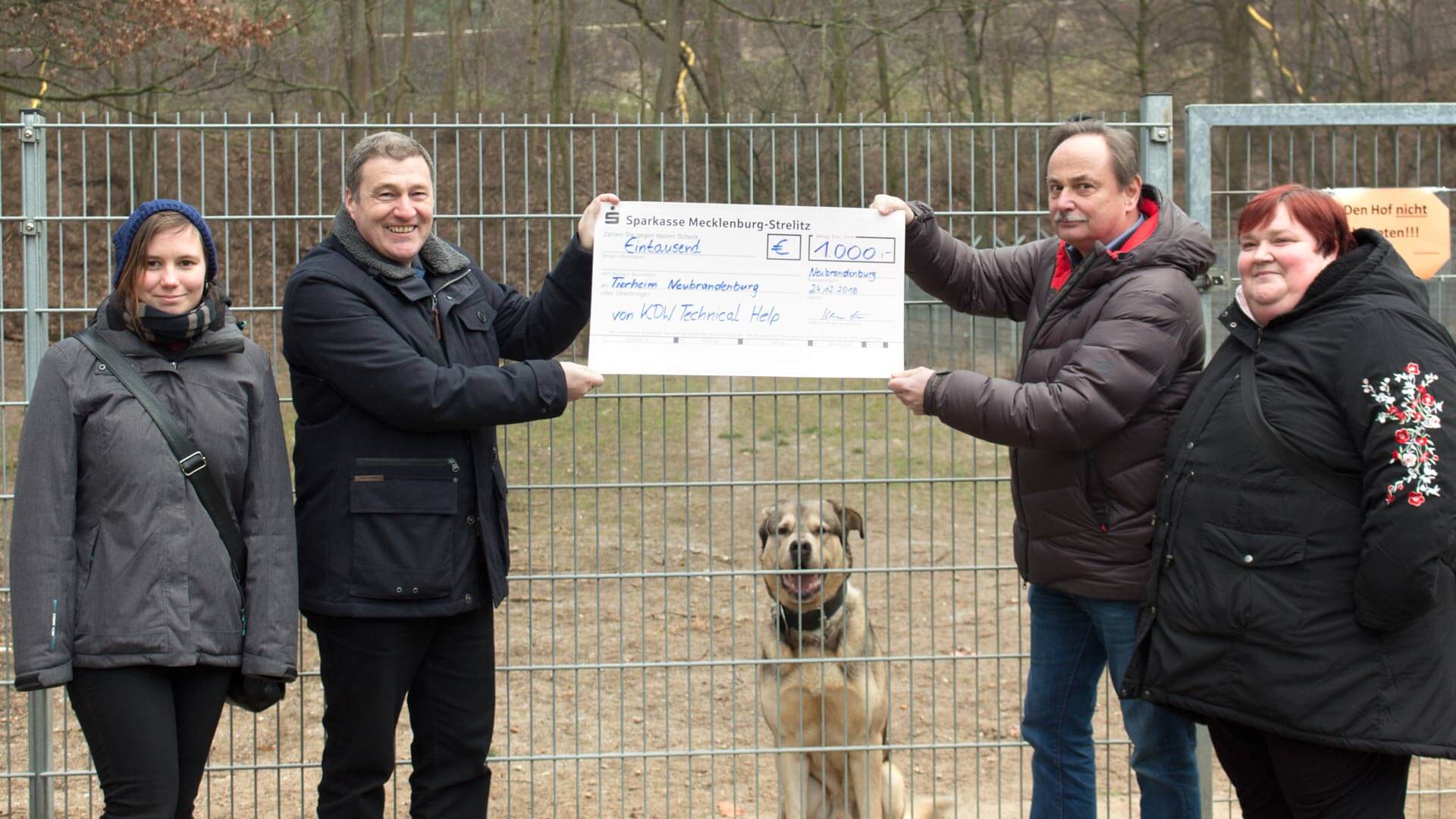 KDW Technical Help spendet 1000 € an das Tierheim in Neubrandenburg