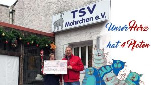 KDW Neustrelitz spendet 1000€ an den TSV Mohrchen. Klaus Oesteroth überreicht den Scheck an Birgit Schäfers